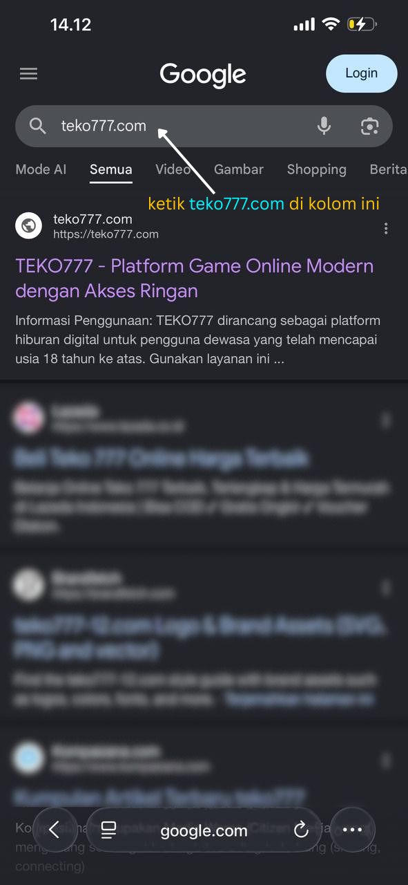 Panduan mengetik teko777.com di kolom pencarian Google